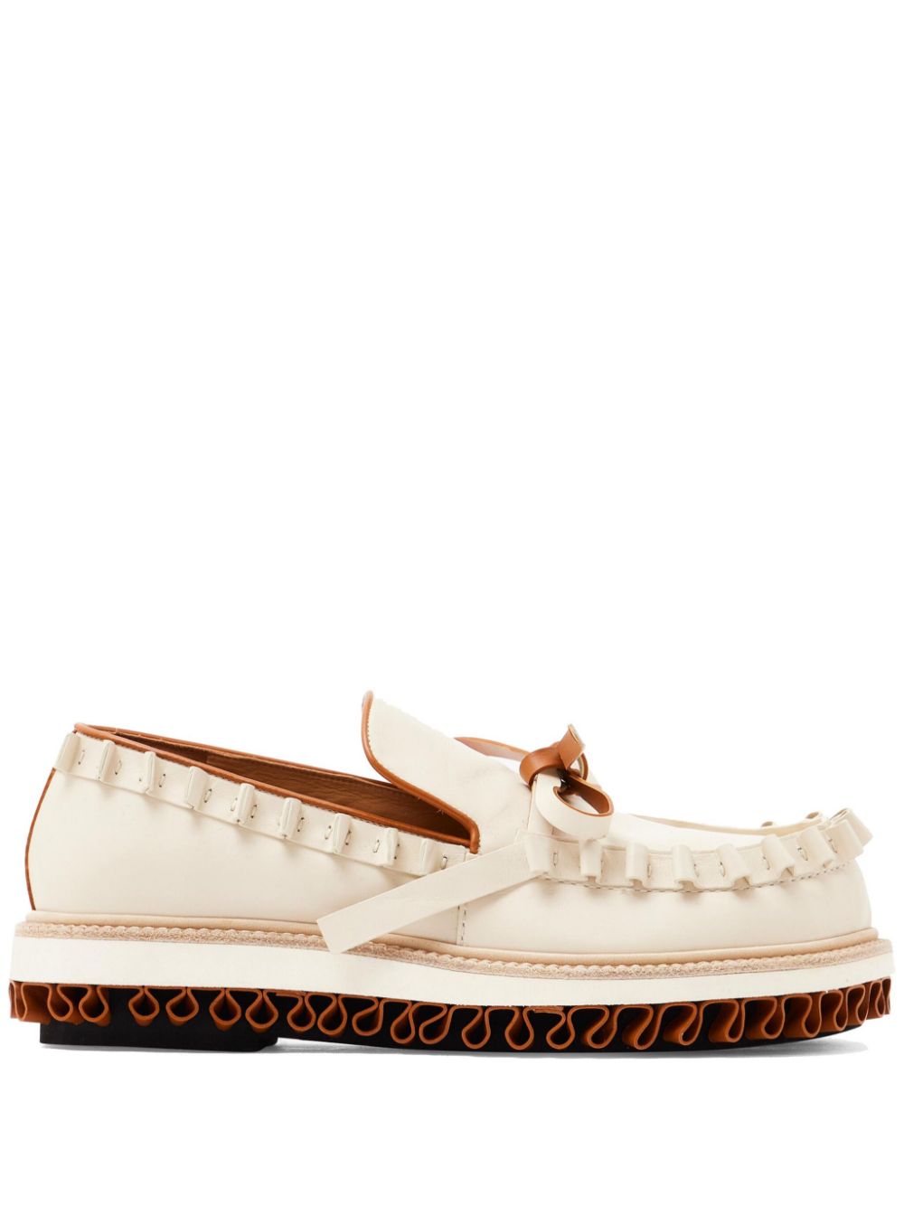 JW Anderson Leren mocassin met ruches Wit