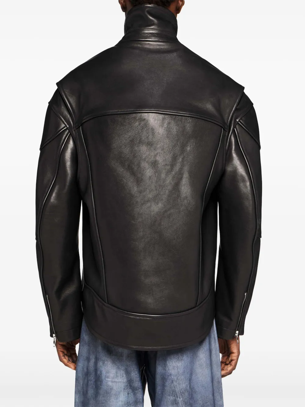 JW Anderson Leren jack met hoge hals en gewelfde afwerking Zwart
