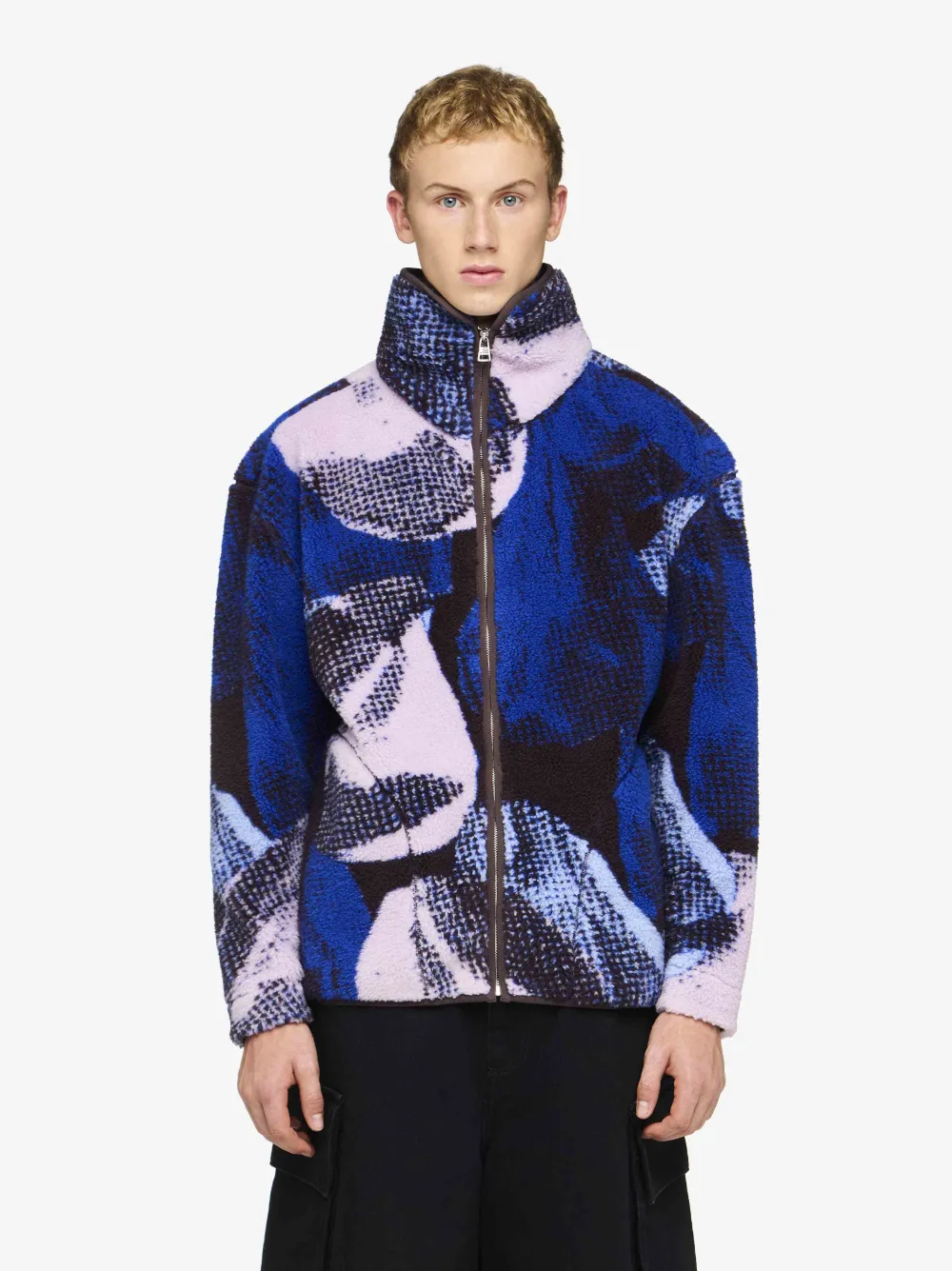 Jw Anderson Printed Zip Front Jacket In Blue