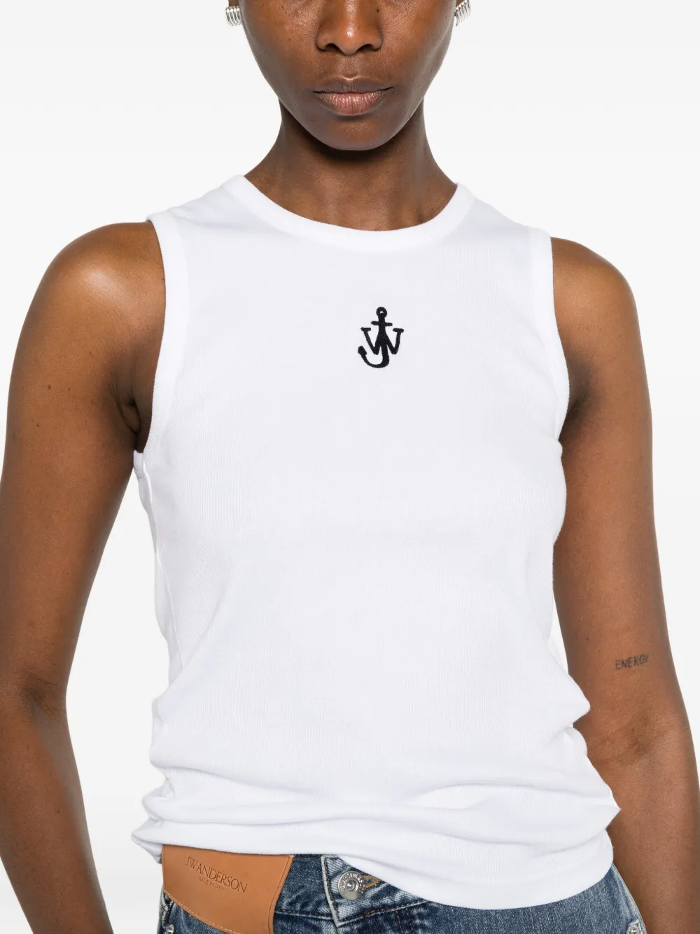 JW Anderson Anchor-embroidered Tank Top | White | FARFETCH ZA