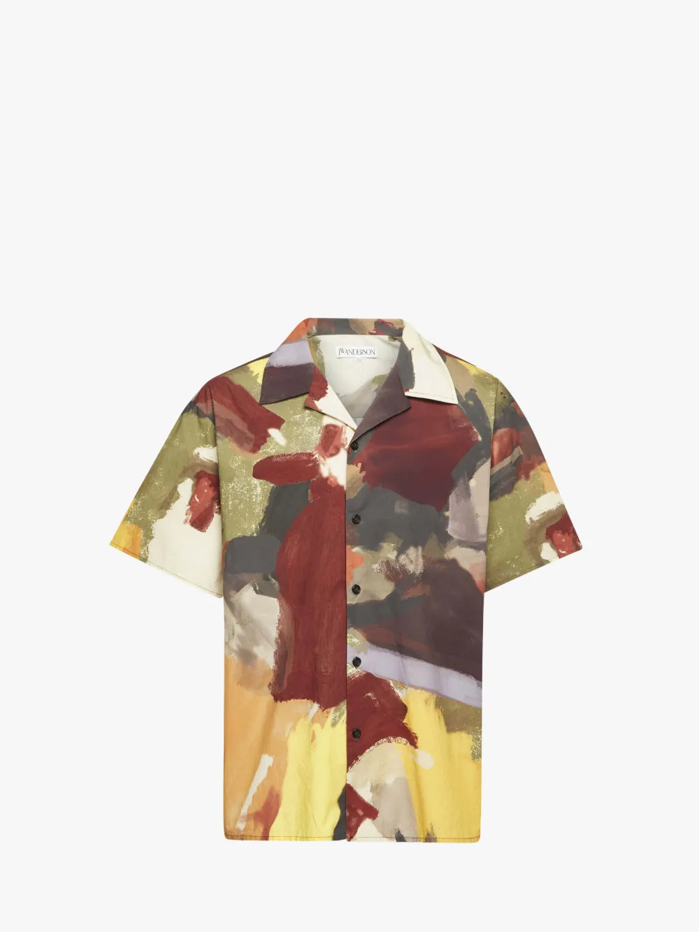 Jw Anderson J. W. Anderson Wide V-neck Short Sleeve Shirt With Abstract Print In Green
