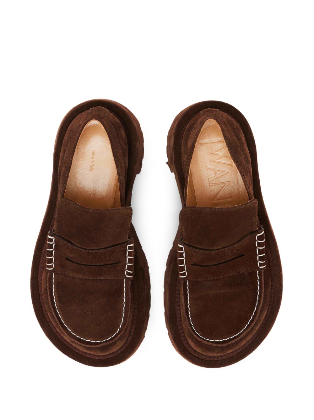 JW Anderson 50 mm suède loafers met plateauzool Bruin