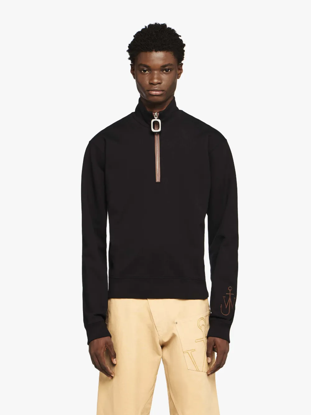 Jw Anderson Half Zipper Sweatshirt In Black