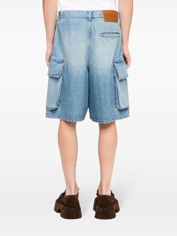 【JW ANDERSON】デニム・コーナー・ショルダーバッグ 、ブルー JW Anderson Corner Acid Wash Denim Zipped Crossbody Bag in