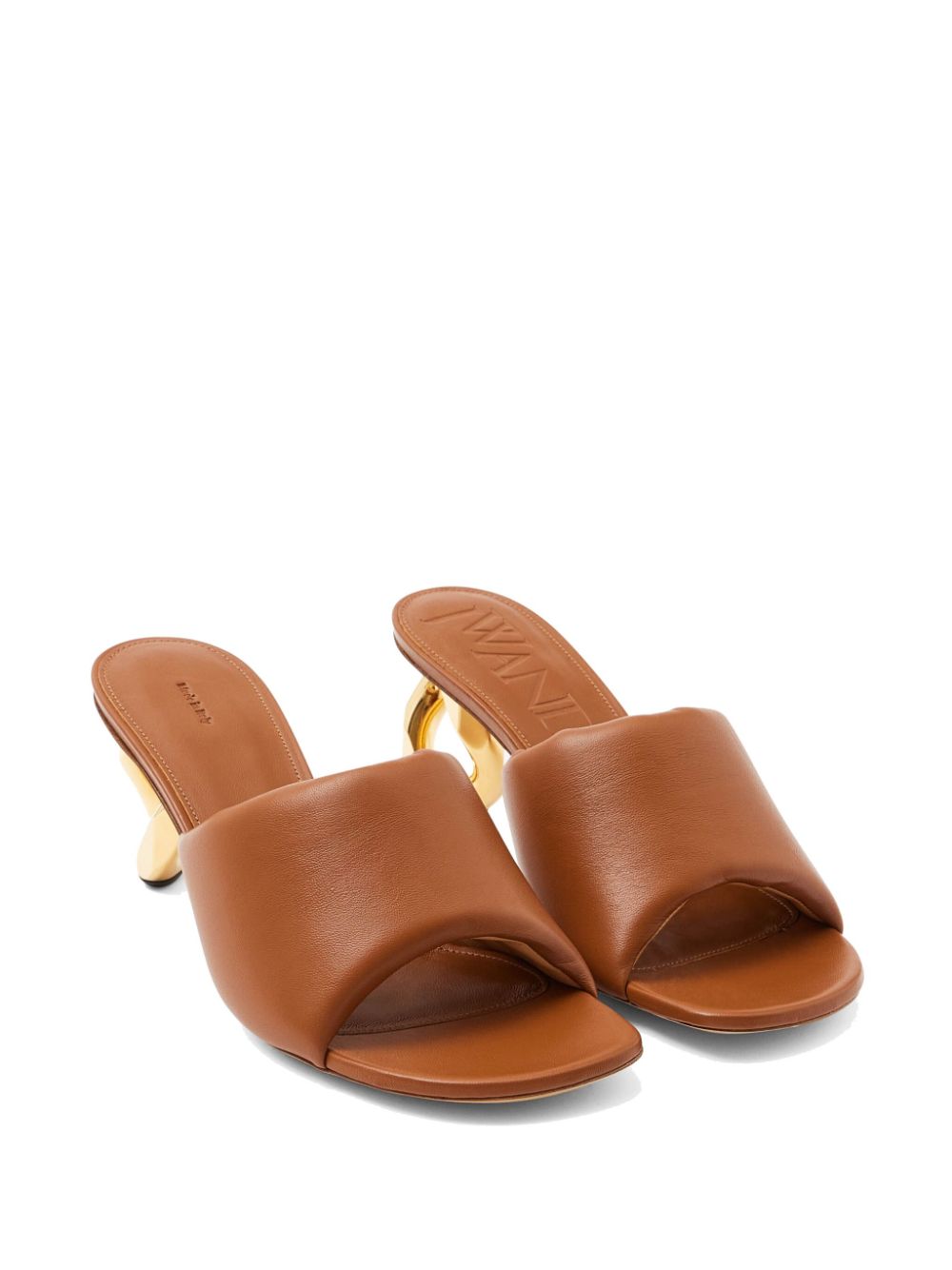 JW Anderson 80mm chain-heel leather mules - Brown