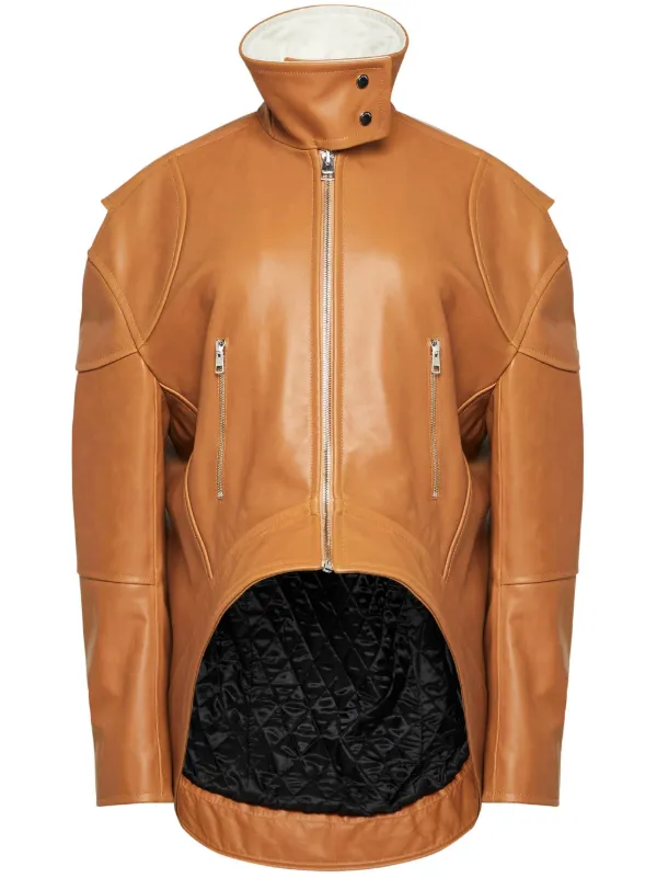 JW Anderson Curved Leather Jacket in Brown