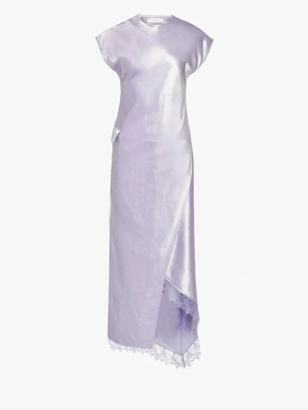 Jw Anderson Asymmetric Lace Trim Layered Dress In Purple