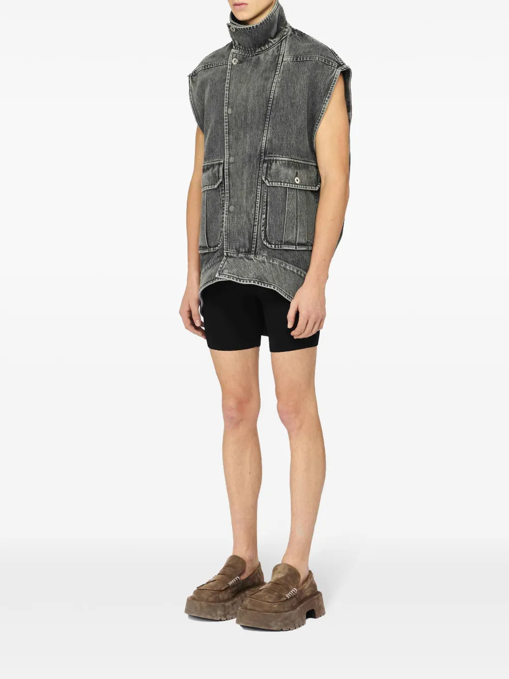 JW Anderson Denim gilet met hoge hals - Grijs