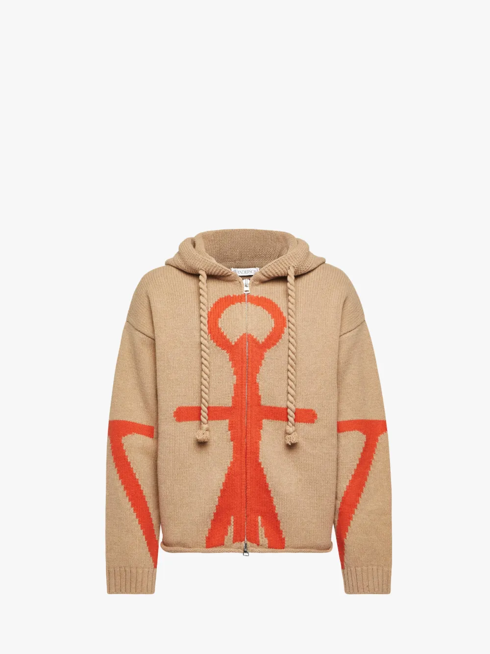 Shop Jw Anderson Anchor Logo Hoodie With Zip In Neutrals