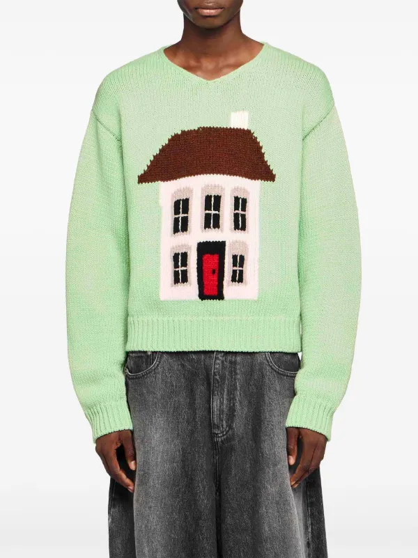 JW Anderson House-intarsia Sweater | Green | FARFETCH