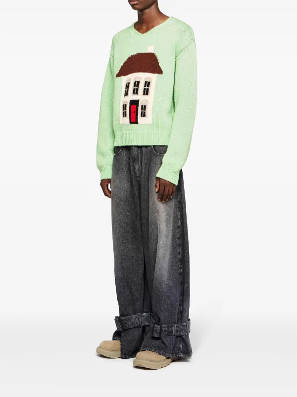 【関税&送料込】JW ANDERSON Sweaters JW Anderson House-intarsia Sweater | Green | FARFETCH