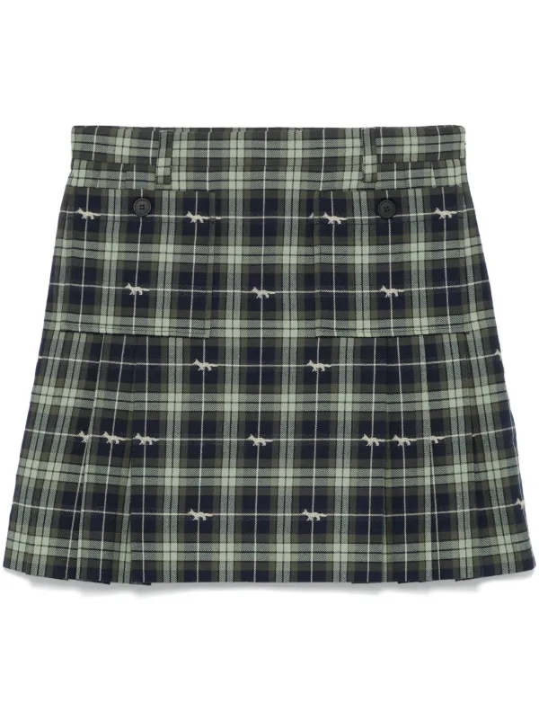Maison Kitsuné pocket-embellished Pleated Mini Skirt Green