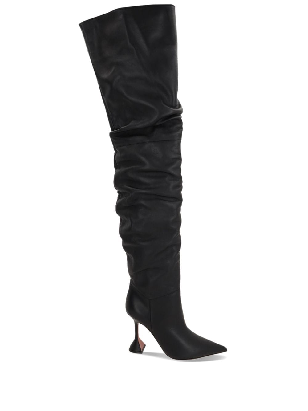 Shop Amina Muaddi 95mm Olivia Thigh Boots In Black