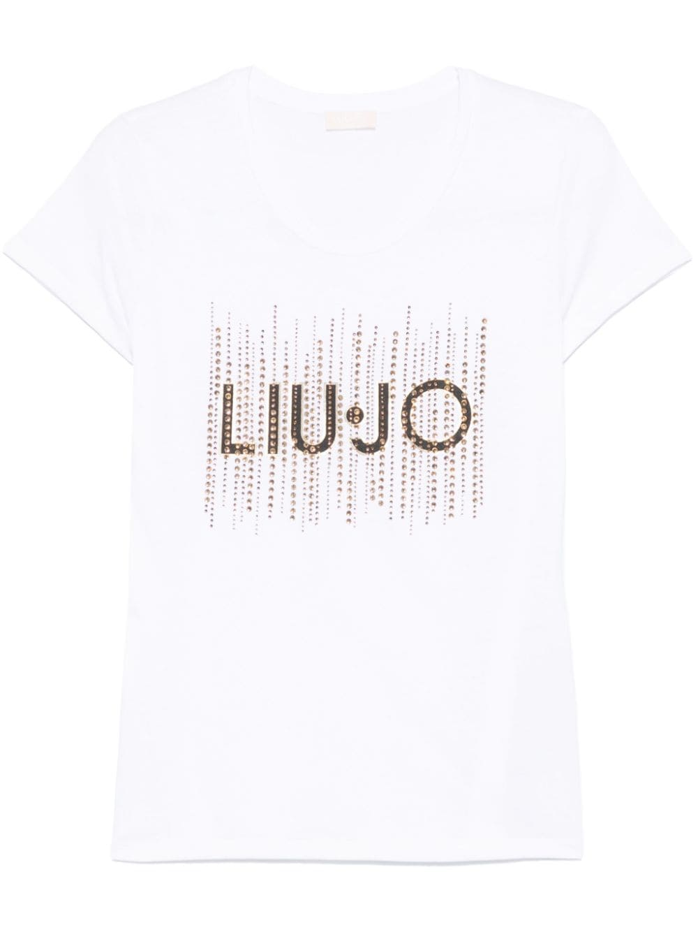 Shop Liu •jo Rhinestone Embellishment T-shirt In White