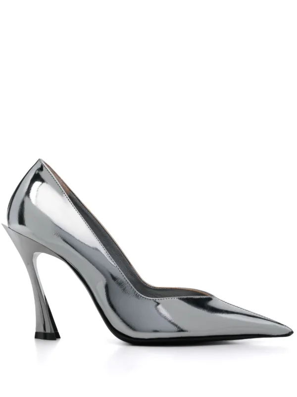 Mugler 95mm Classic Fang Pumps in Silver