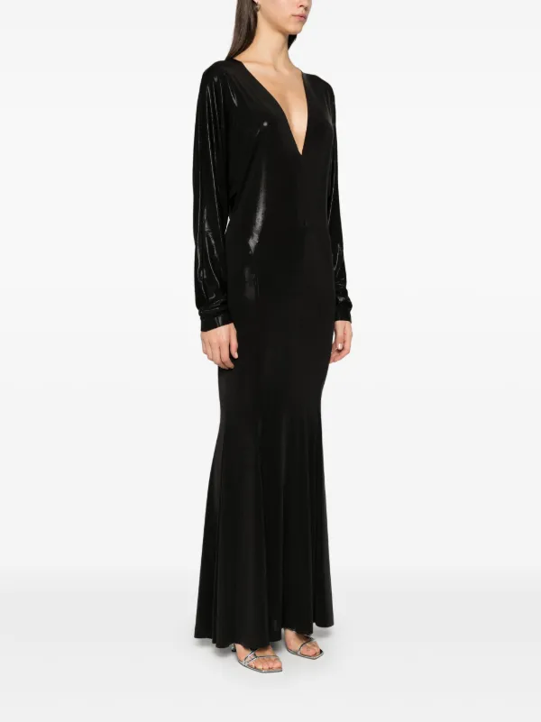 Norma Kamali V-neck Fishtail Dress Black FARFETCH PH