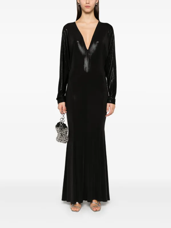 norma kamali fishtail midi dress Norma Kamali Turtleneck Jersey Gown