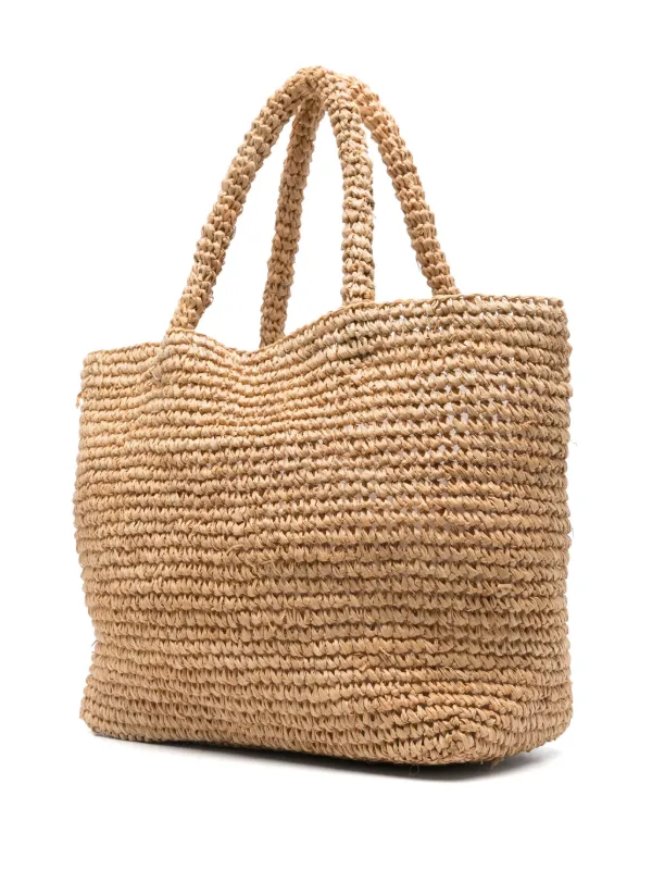MC2 Saint Barth Kids Medium logo-embroidered Raffia Bag