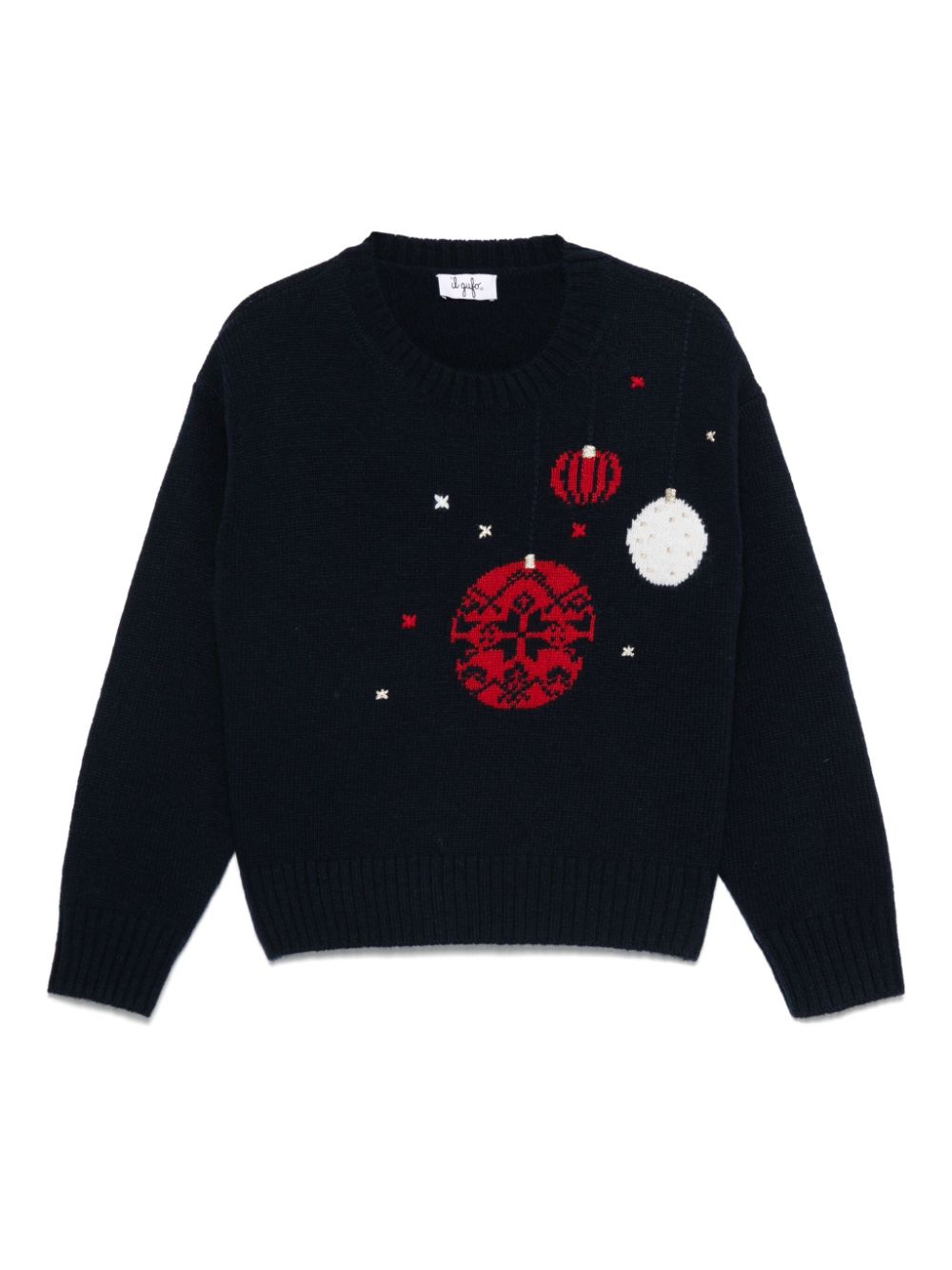 Il Gufo Christmas-motif virgin-wool sweater - Blue