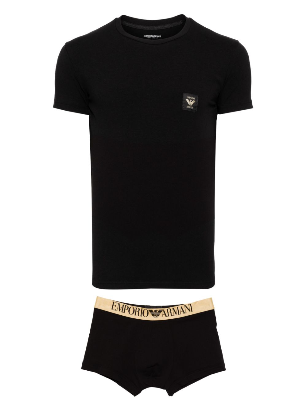 Emporio Armani logo-patch T-shirt - Black