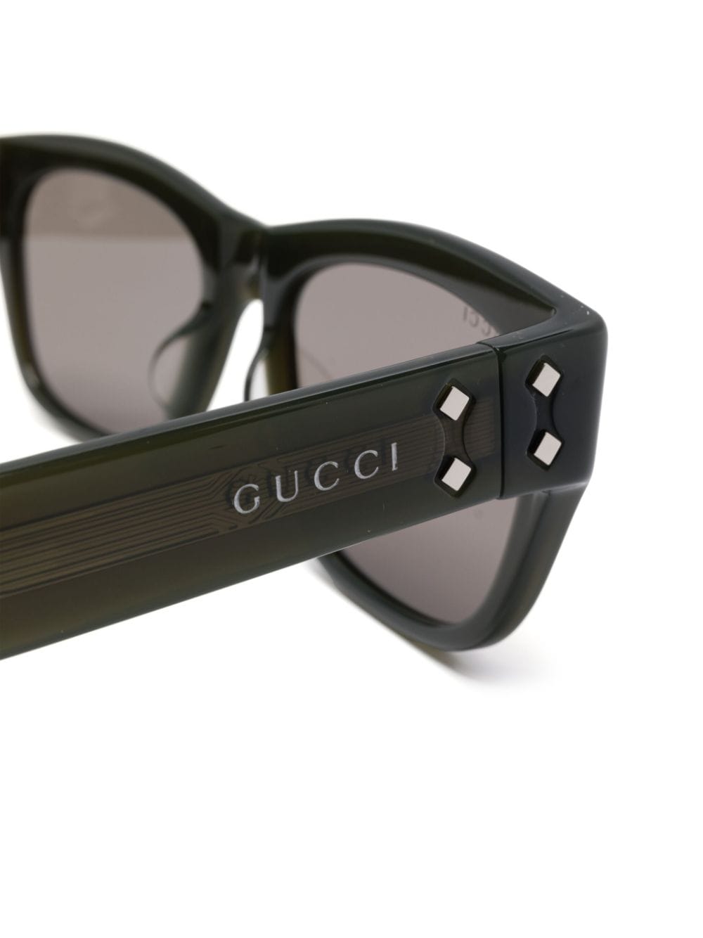 Shop Gucci Rectangle-frame Sunglasses In Green