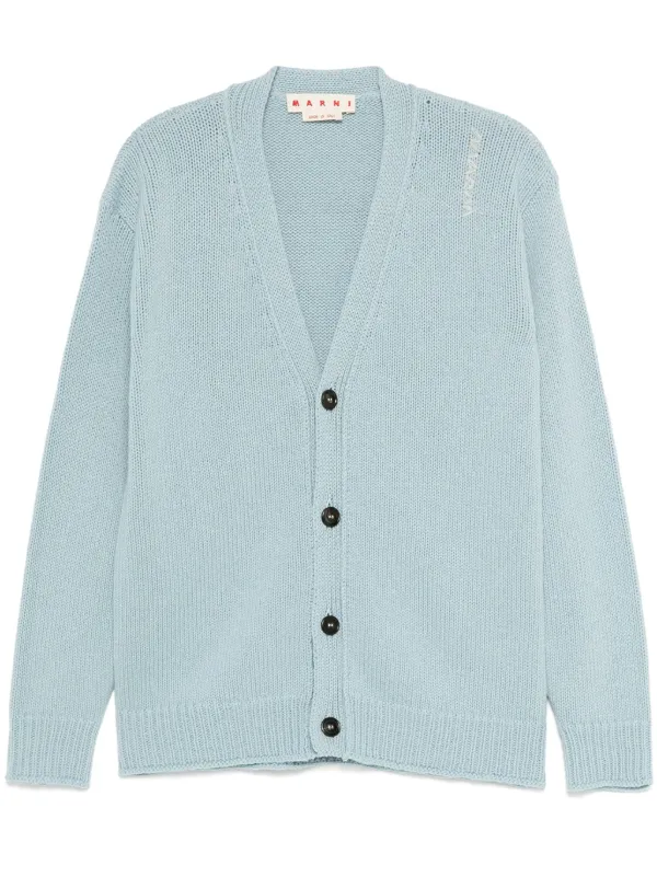 Marni logo-embroidered Cardigan | Blue | FARFETCH