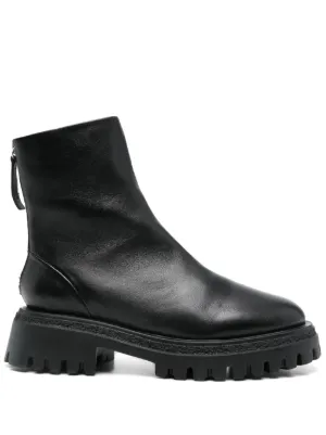 Alexander McQueen Tread Slick Leather Boots | Black | FARFETCH