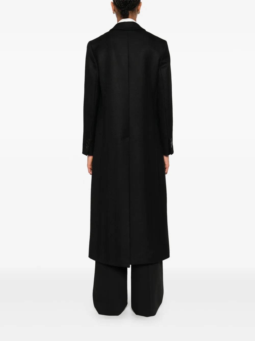 Blanca Vita Black Chevron Wool Blend Celosia Long Coat In Black
