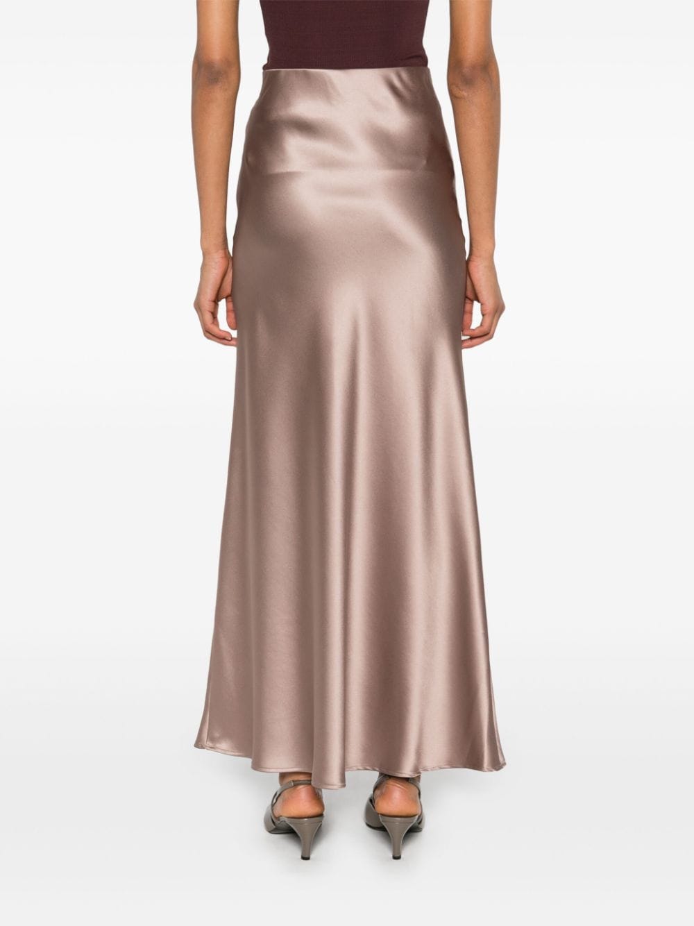 Shop Blanca Vita Satin Maxi Skirt In Neutrals