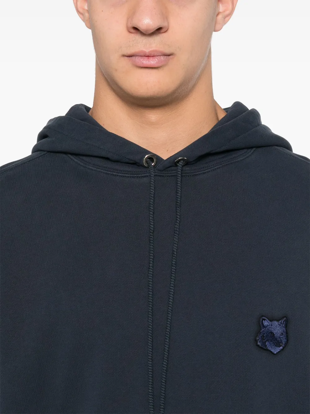 Maison Kitsuné Bold Fox hoodie met patch Blauw