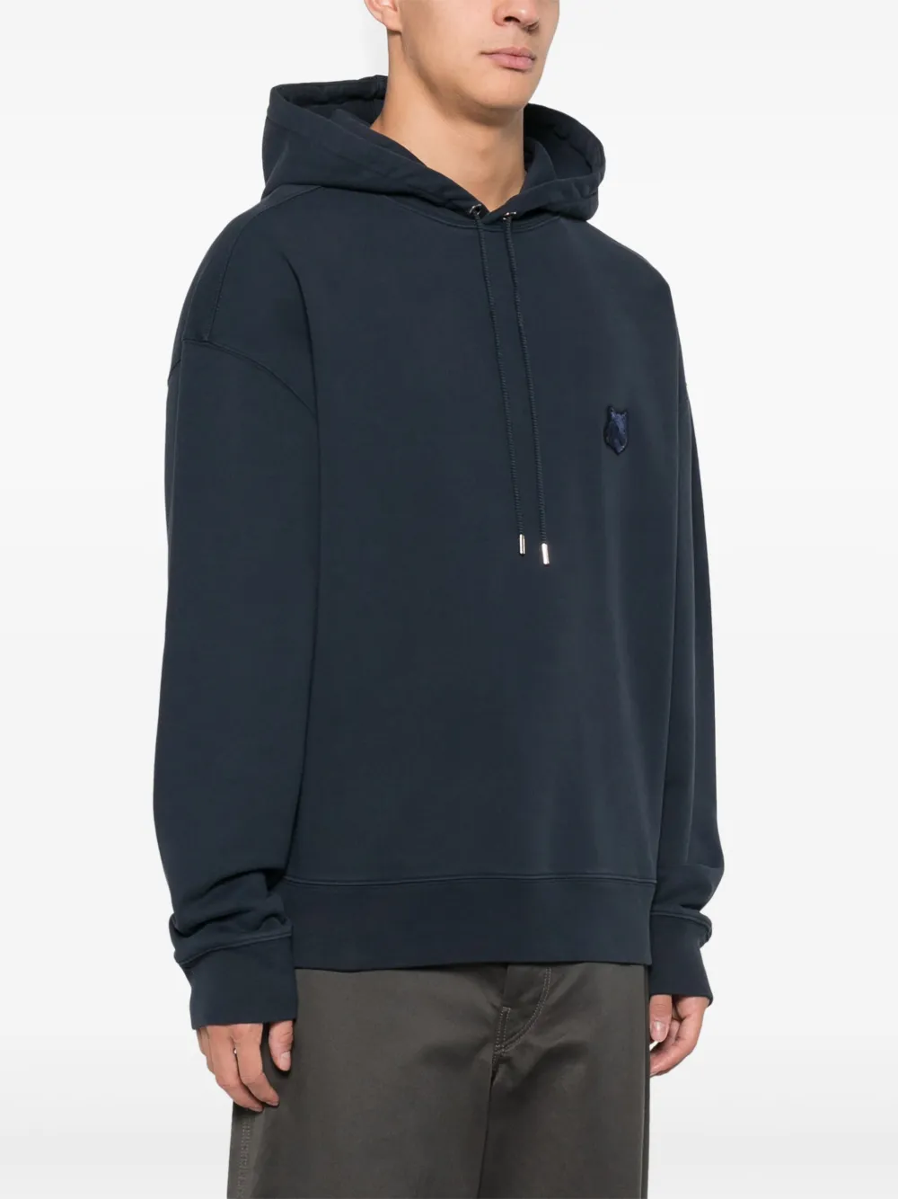 Maison Kitsuné Bold Fox hoodie met patch Blauw