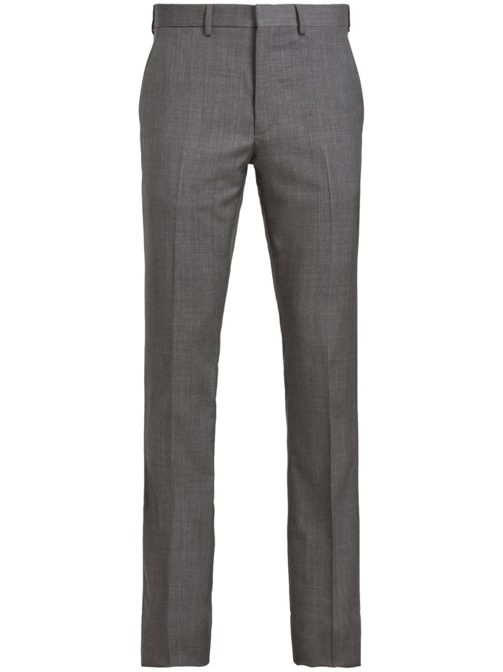 pressed-crease tapered trousers