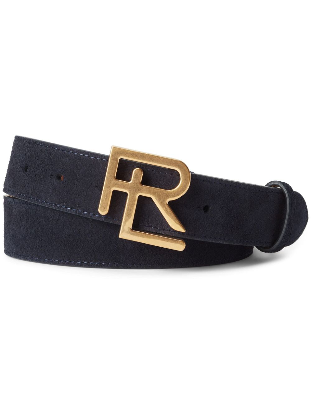 Shop Ralph Lauren Purple Label Logo-plaque Belt In Blue