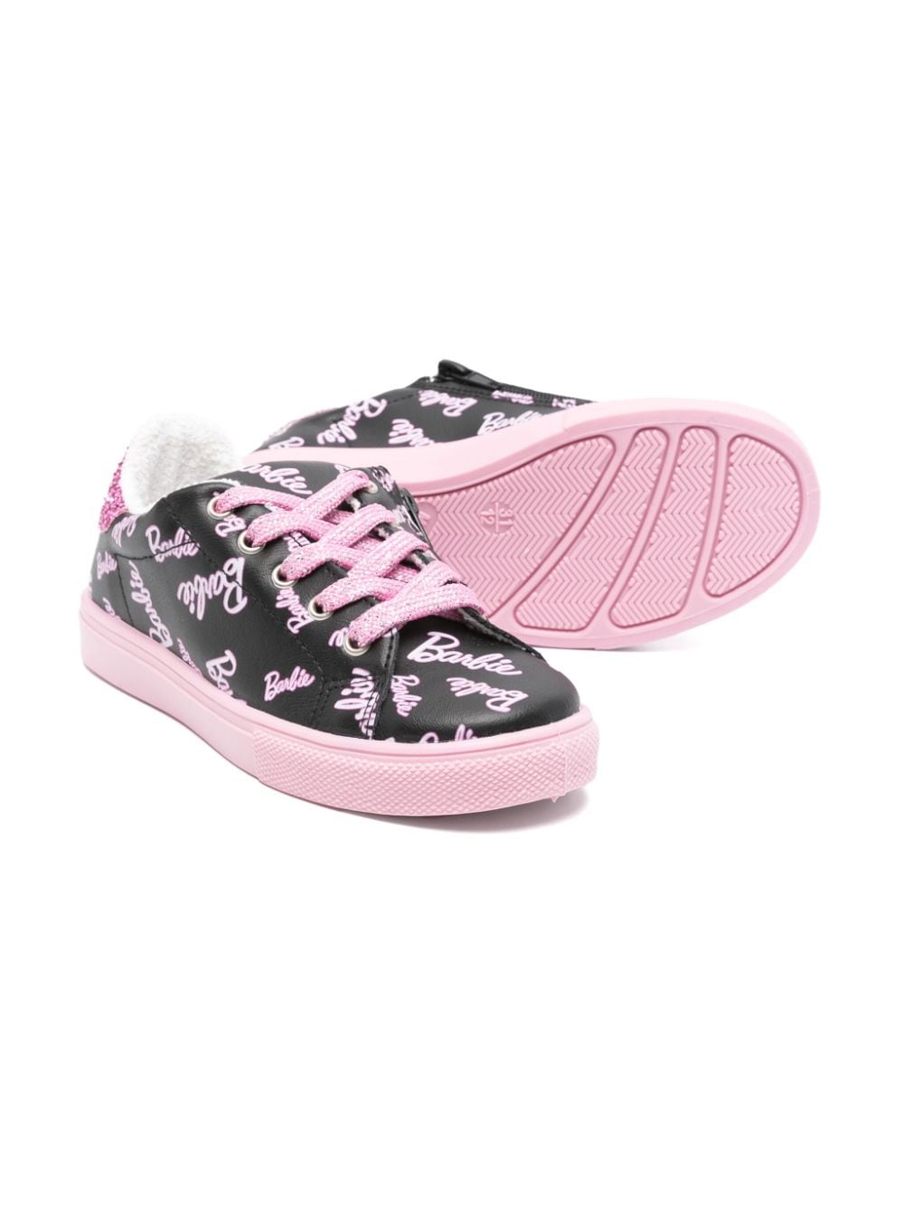 Monnalisa x Barbie leren sneakers Zwart