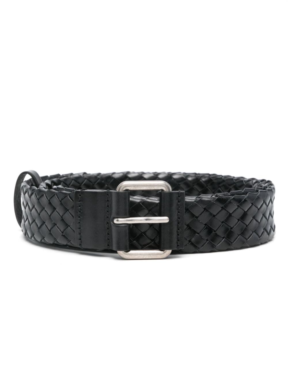 Saint Laurent Braided Leather Belt In Black