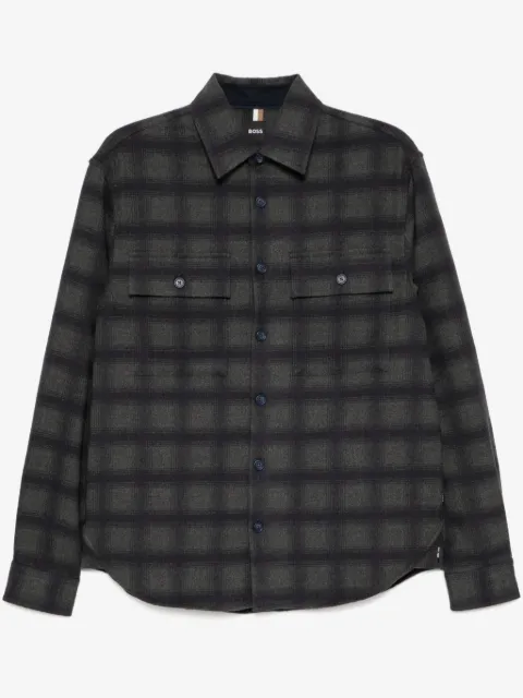 BOSS plaid long-sleeves shirt