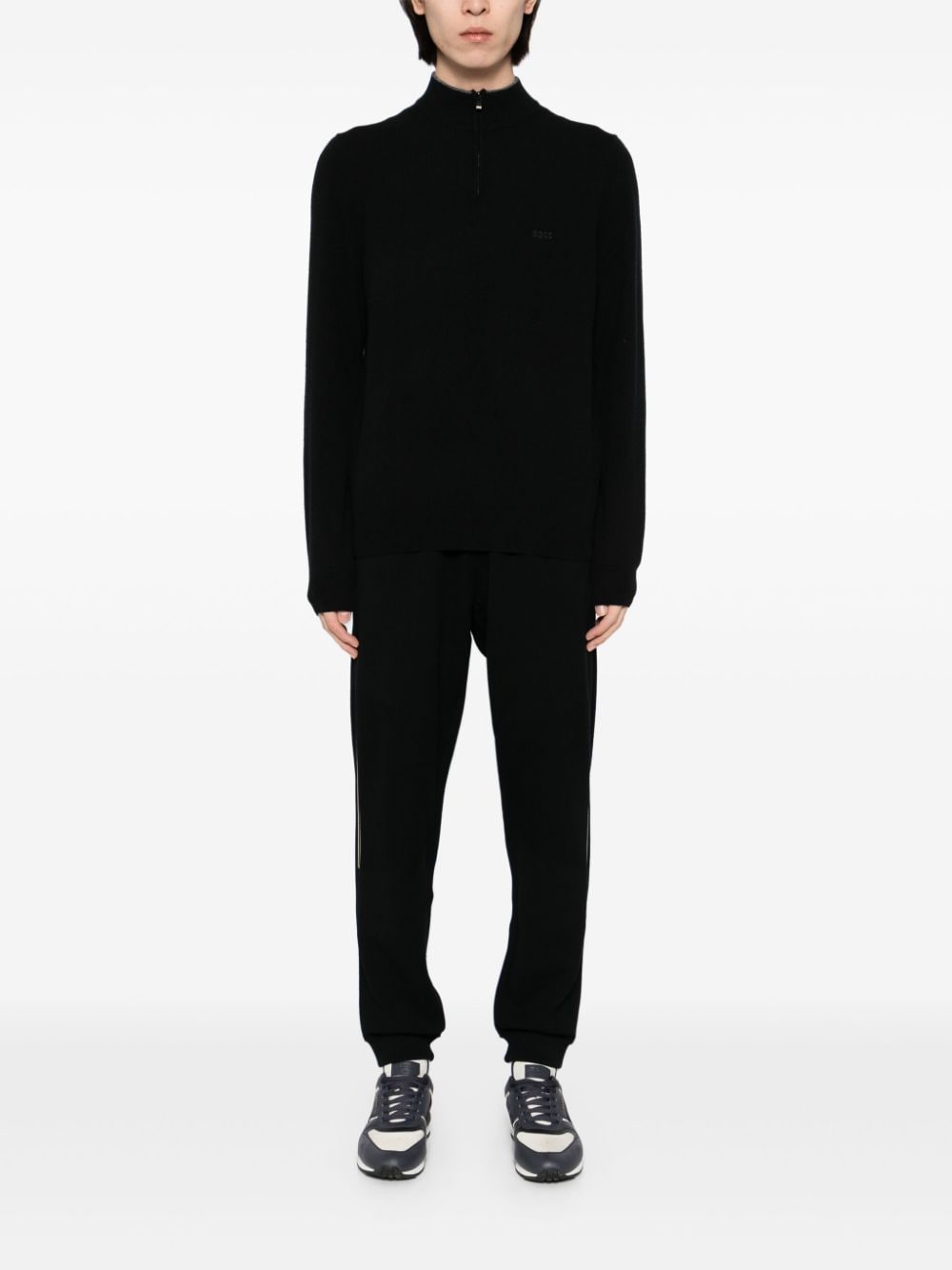 Shop Hugo Boss Virgin-wool Regular-fit Sweater In Black