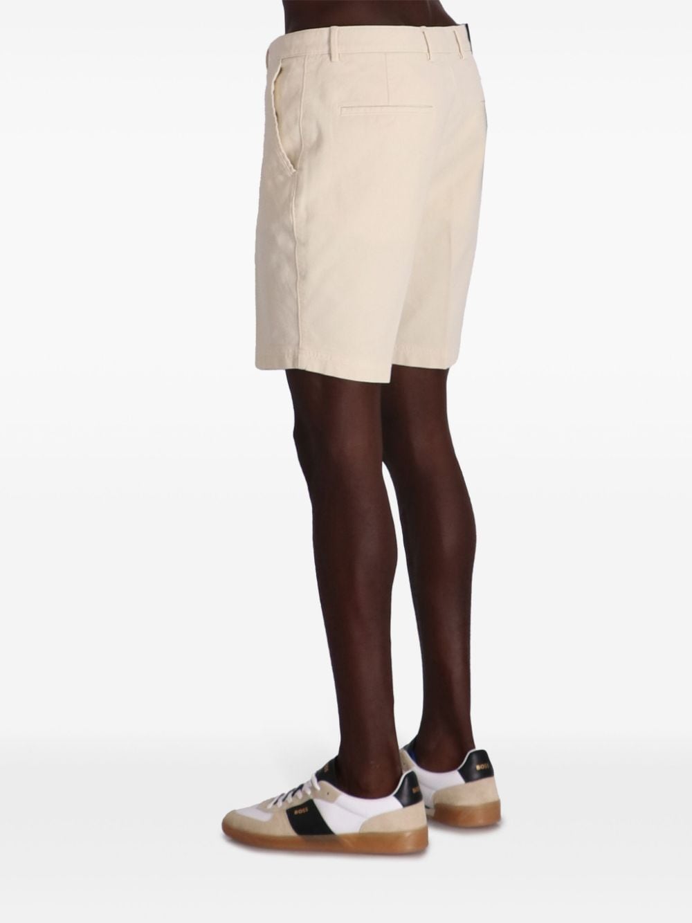 Shop Hugo Boss Cotton Shorts In Neutrals