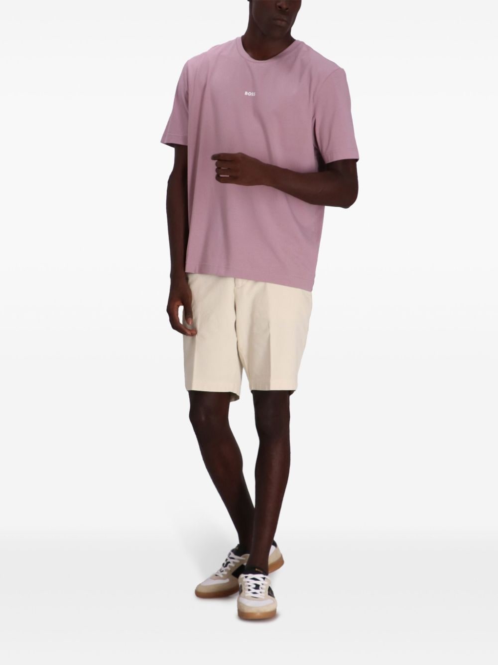 Shop Hugo Boss Cotton Shorts In Neutrals