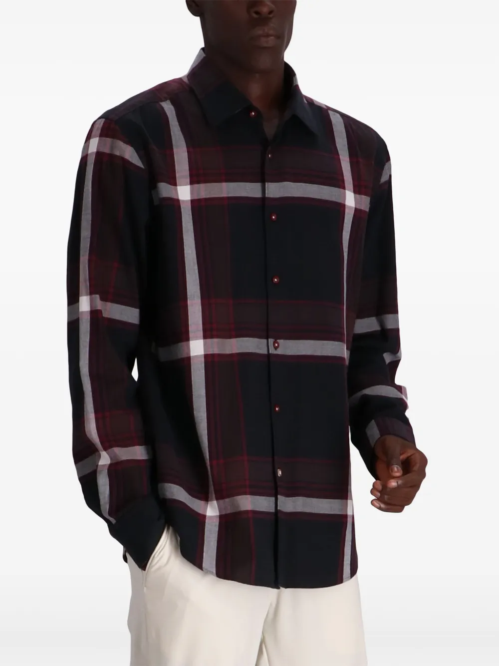 BOSS Geruit overhemd Zwart