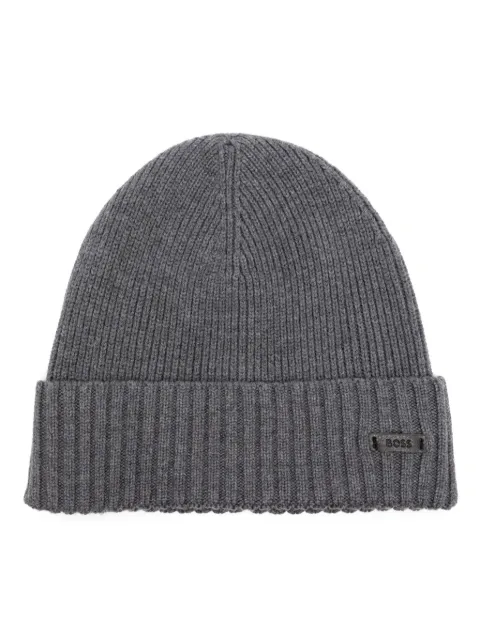 BOSS ribbed beanie hat