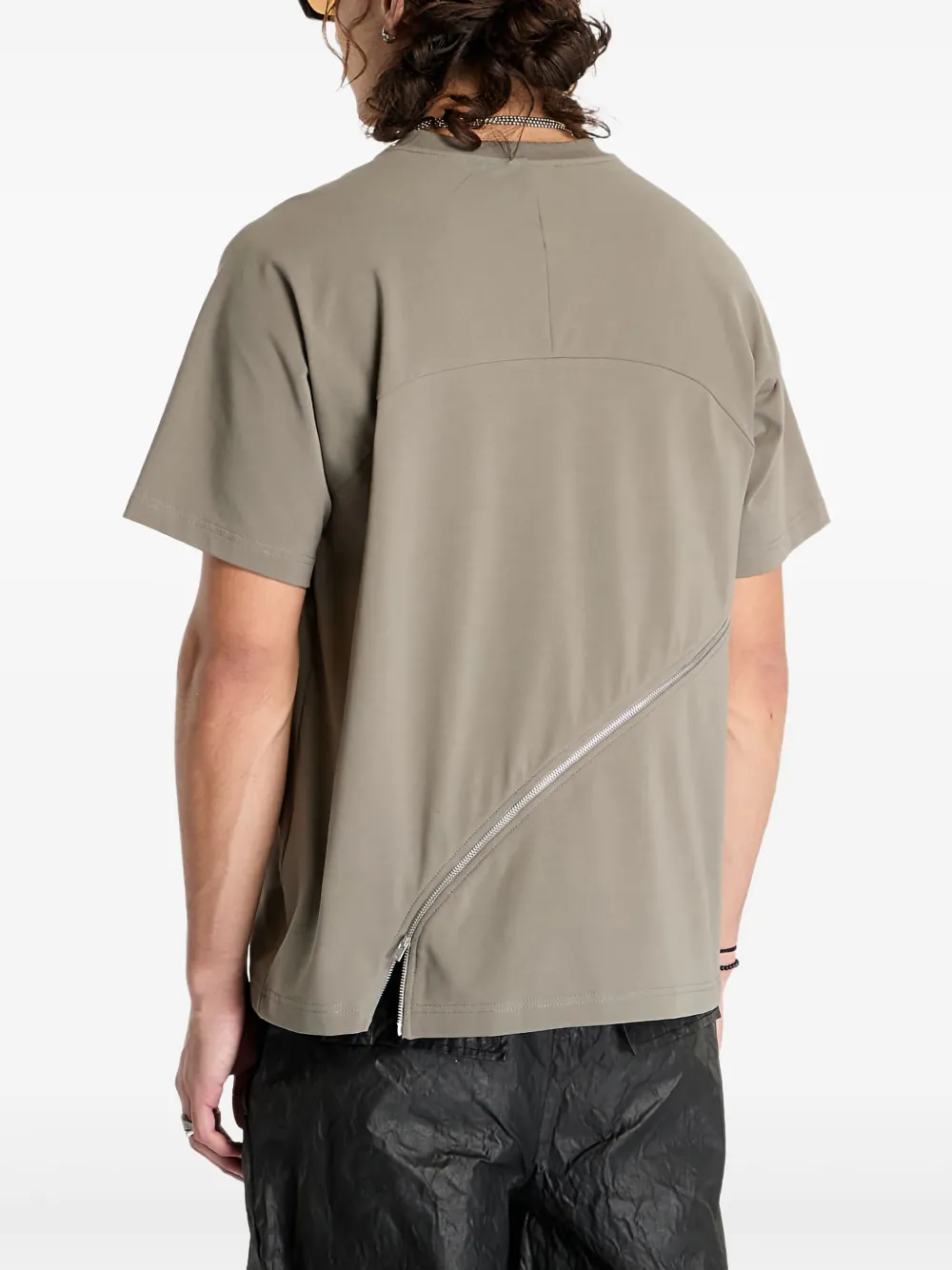 HELIOT EMIL T-shirt met ritsdetail Groen