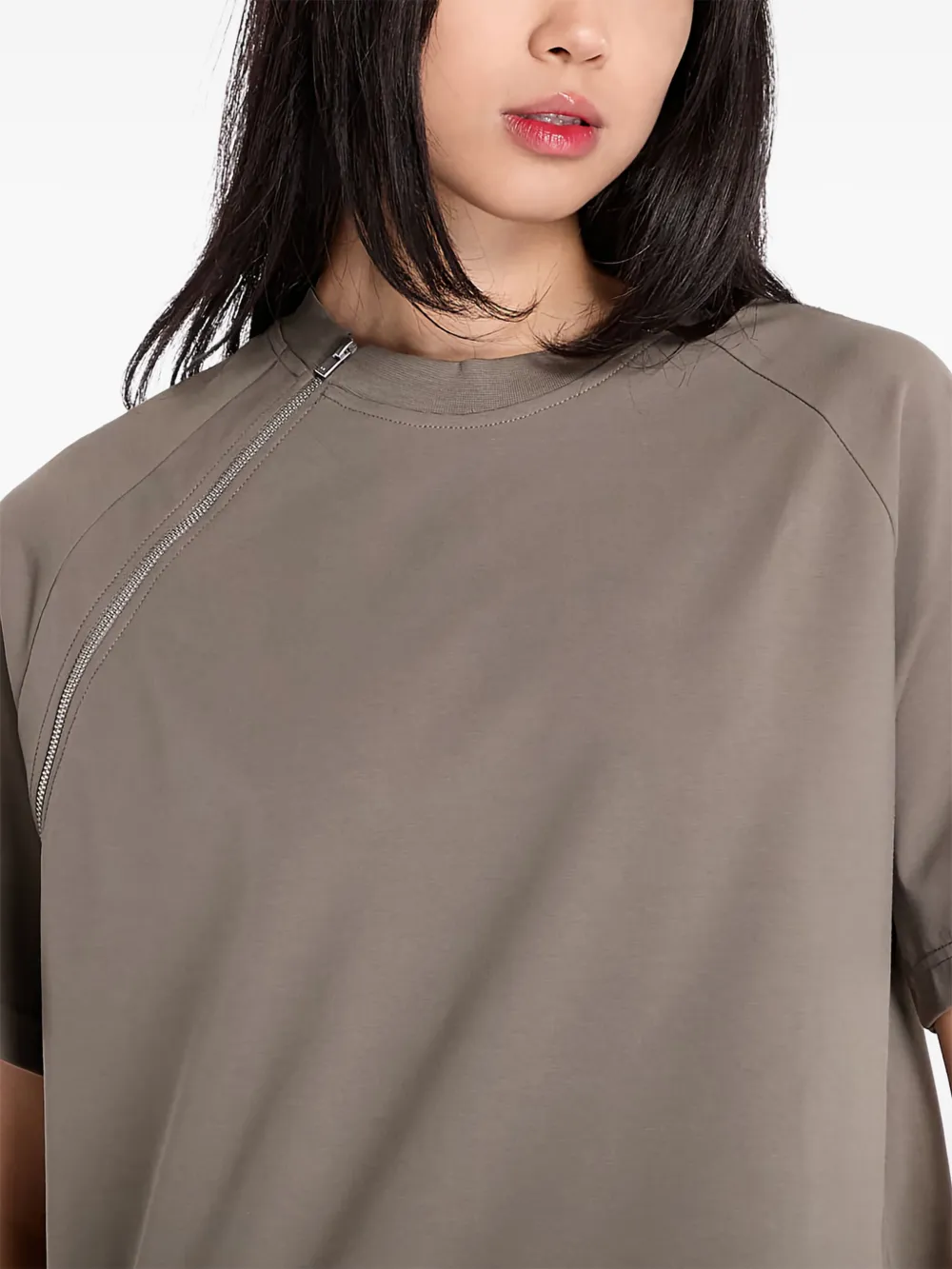 HELIOT EMIL T-shirt met ritsdetail Groen