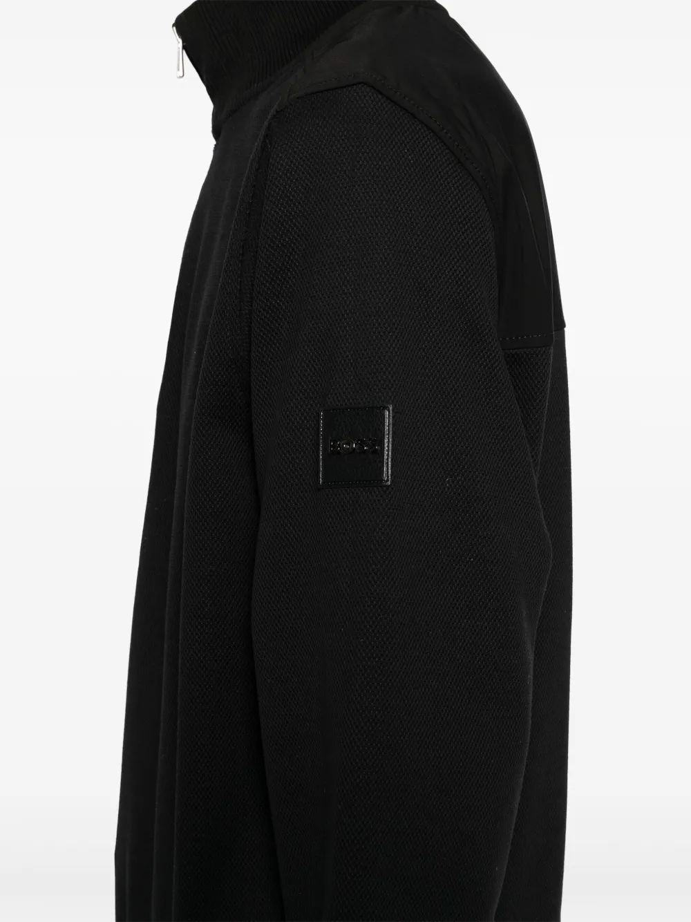 BOSS Sweater met halve rits Zwart
