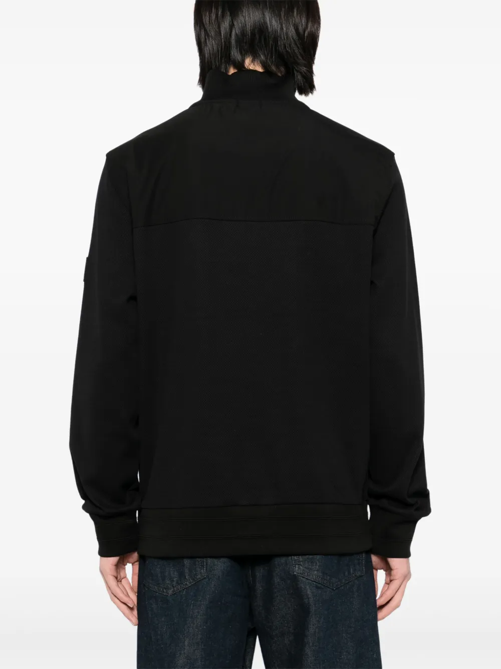 BOSS Sweater met halve rits Zwart