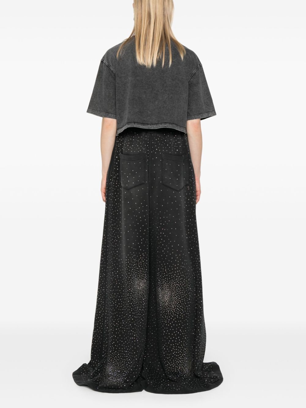 Shop Giuseppe Di Morabito Rhinestone-embellished Palazzo Pants In Black