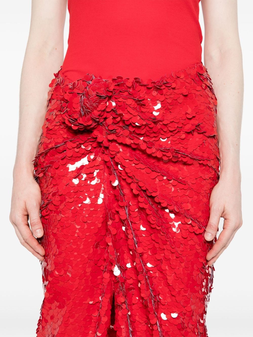 Shop Rotate Birger Christensen Asymmetric Sequinned Maxi Skirt In Rot