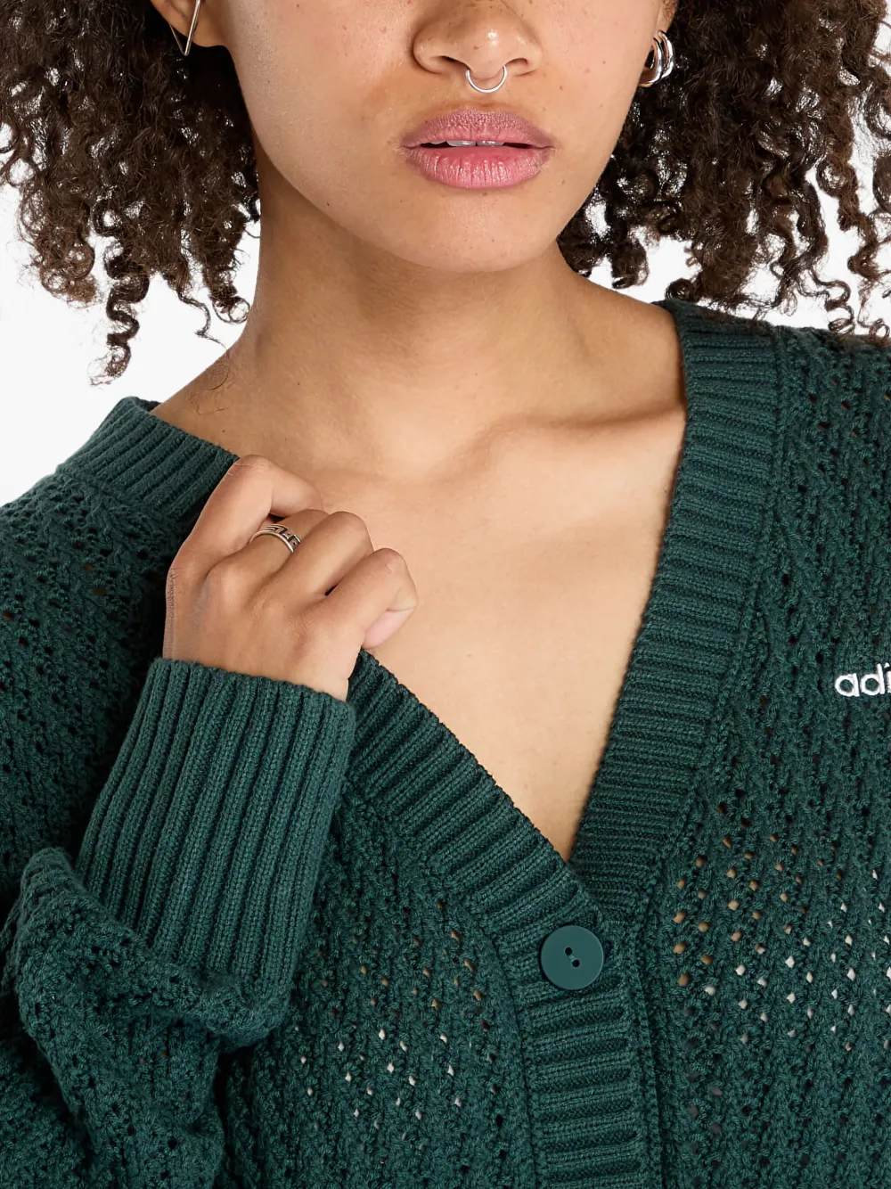 Adidas Originals Ribbed-knit Cardigan In Green