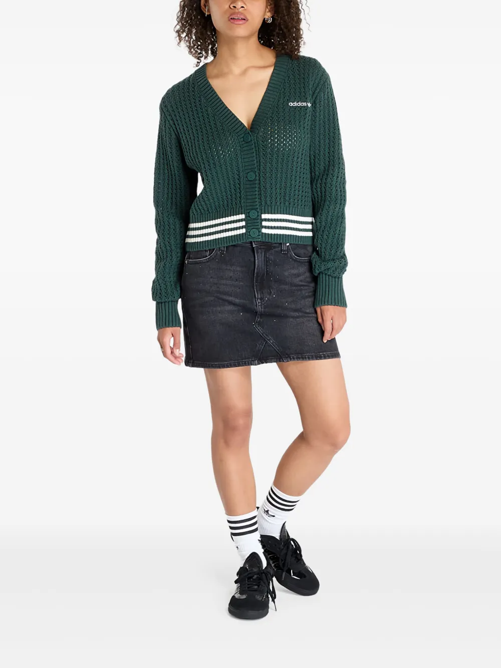 Adidas Originals Ribbed-knit Cardigan In Green