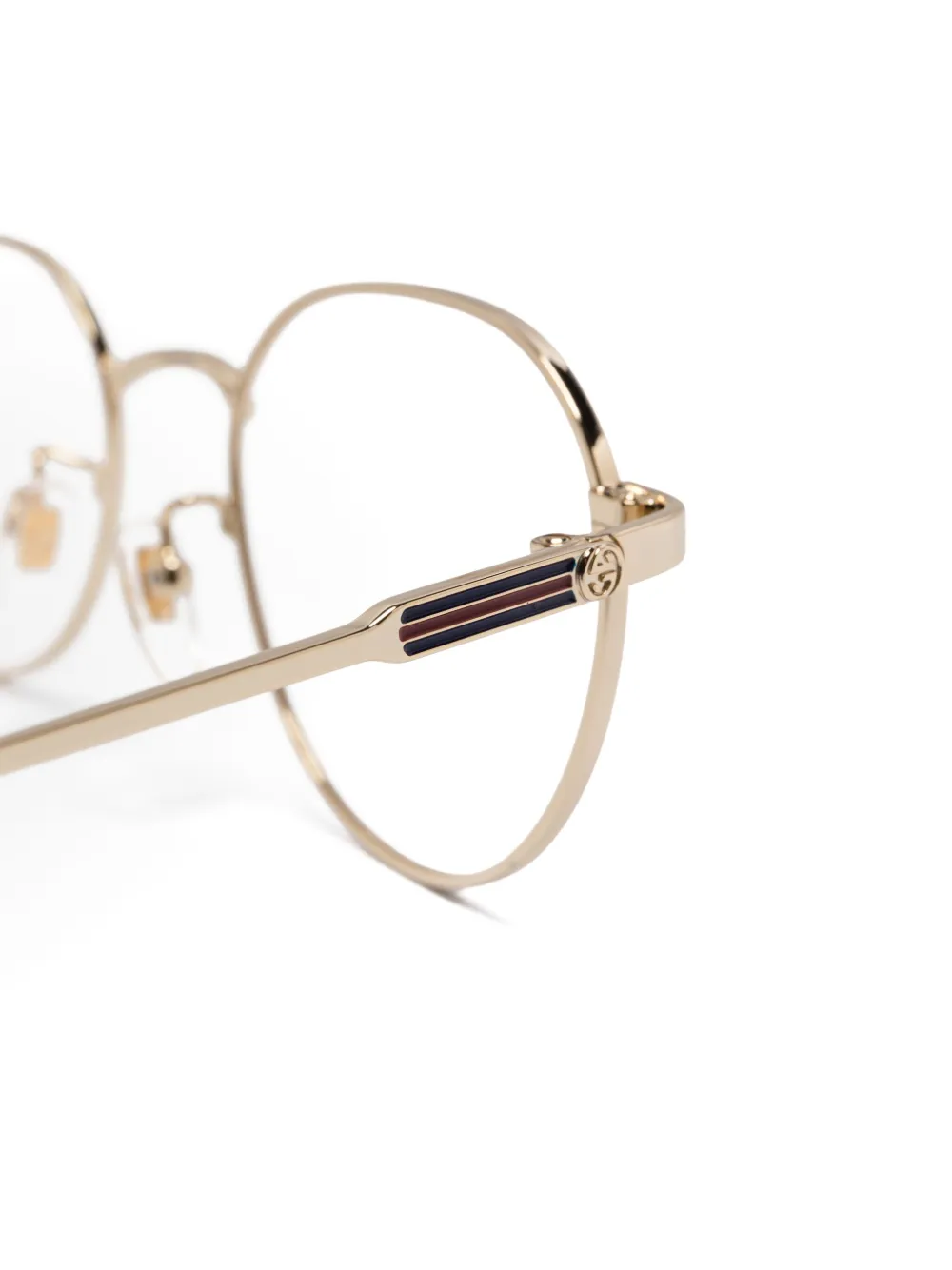 Gucci Oval-frame Glasses In Gold